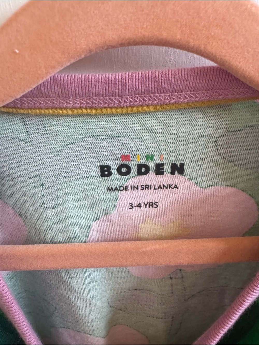 Mini Boden Green Long-Sleeve Top with Pink Flower Print - Picture 3 of 3